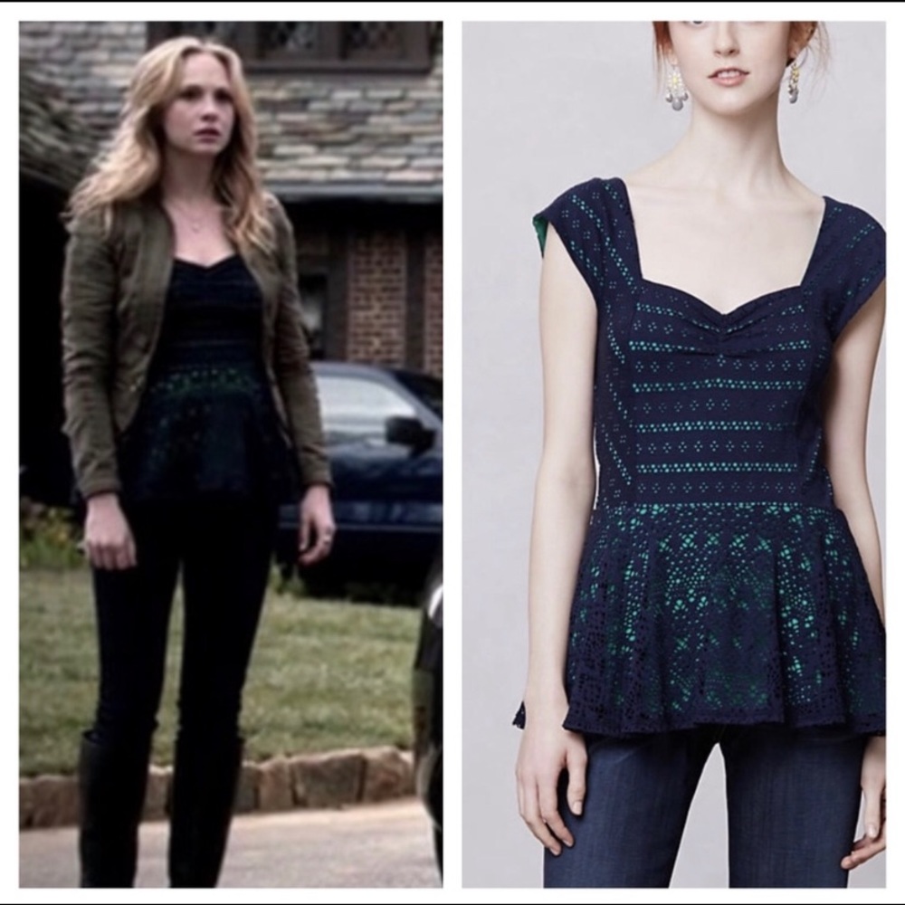 Anthropologie Postmark Swing Lace Peplum Top, S